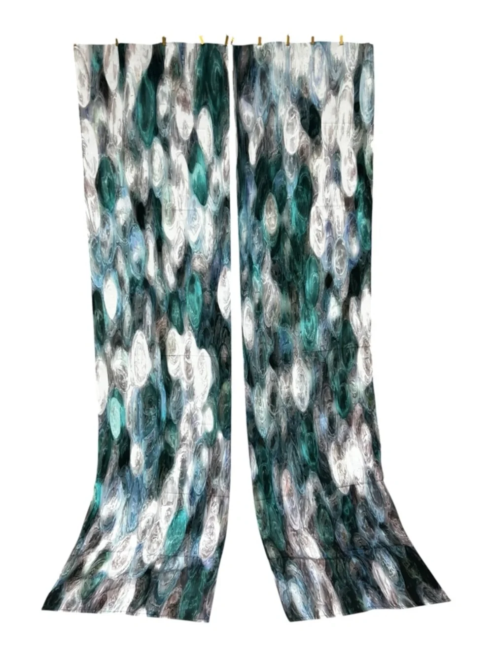 Wayfair Blue Green Watercolor Abstract Curtain Panels 82 Inch Rod Pocket Curtain